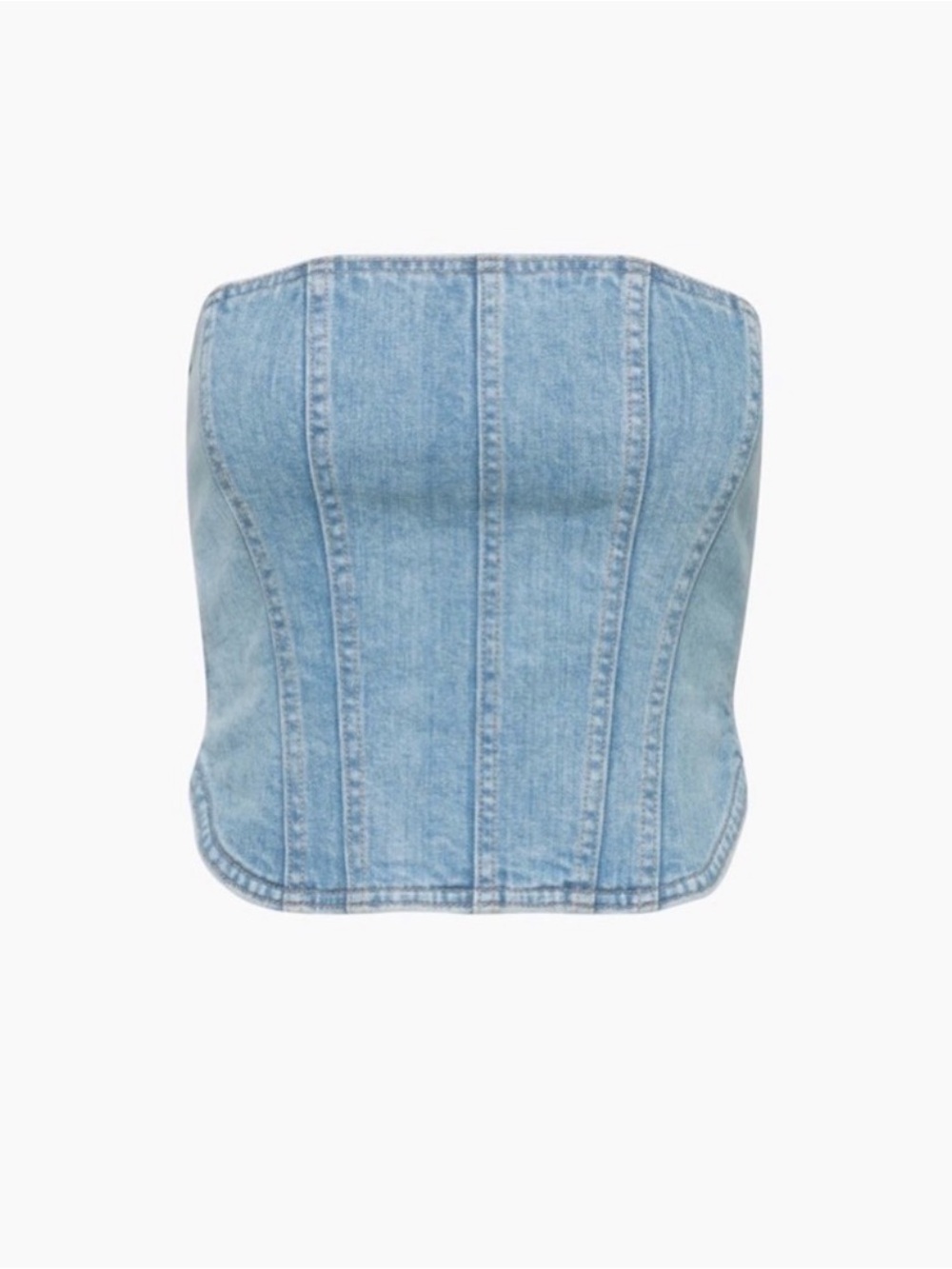 Denim Forum Light Wash Strapless Denim Corset Top